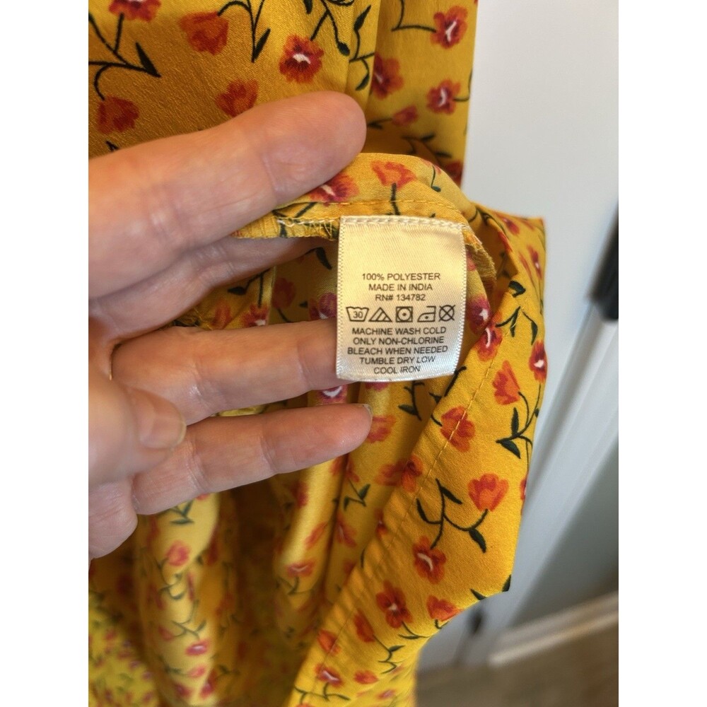 Indulge in Style 1X Yellow Floral Boho Midi Dress Smocked Cottagecore Chic - Picture 6 of 13